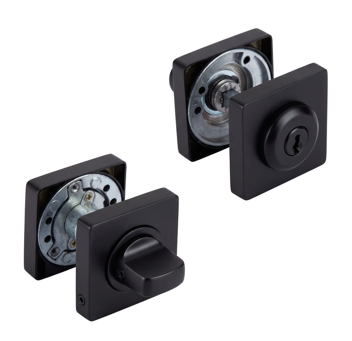 Cilindro con pomolo quadrato per bloccare porte con chiave in finitura nera da 50 mm