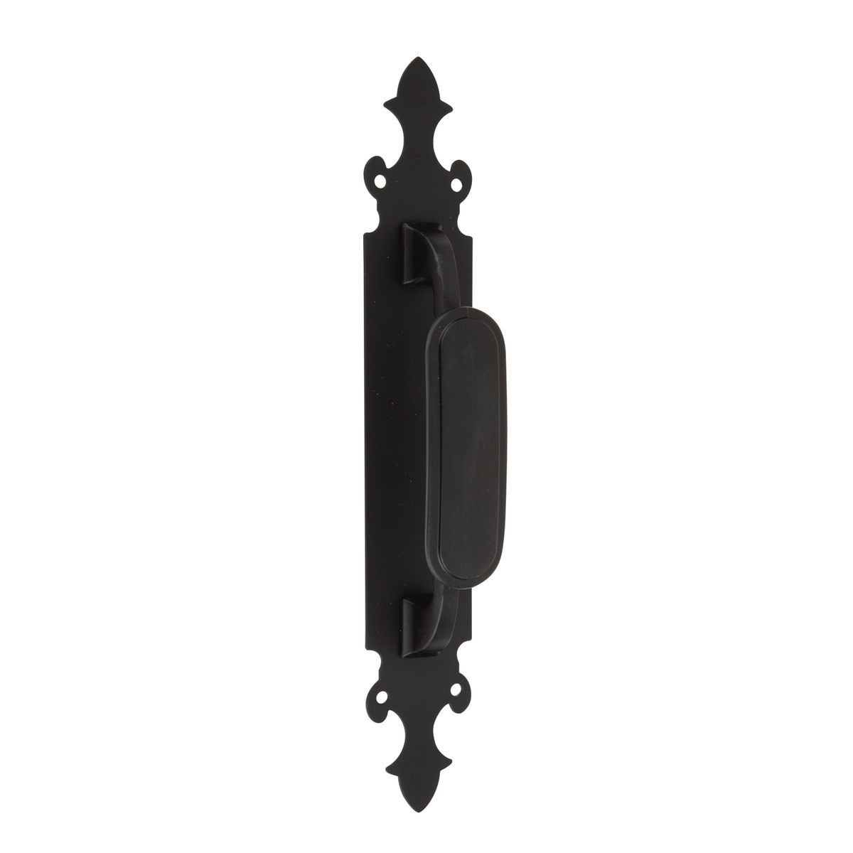 Manillón modelo 203 con Placa curva en acabado negro para puertas