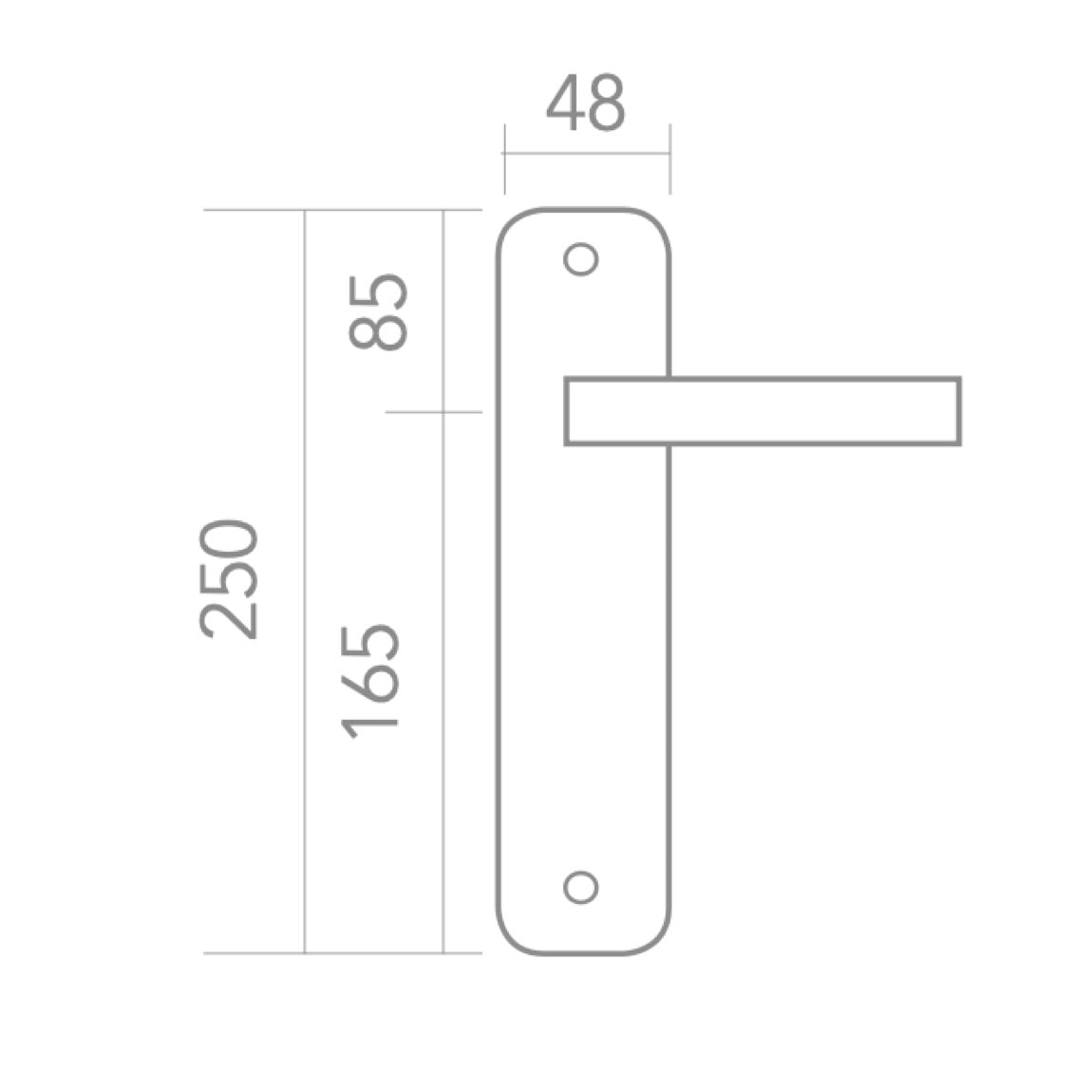 Clásica manilla modelo '530' de aluminio con placa oval en acabado níquel satinado para puertas