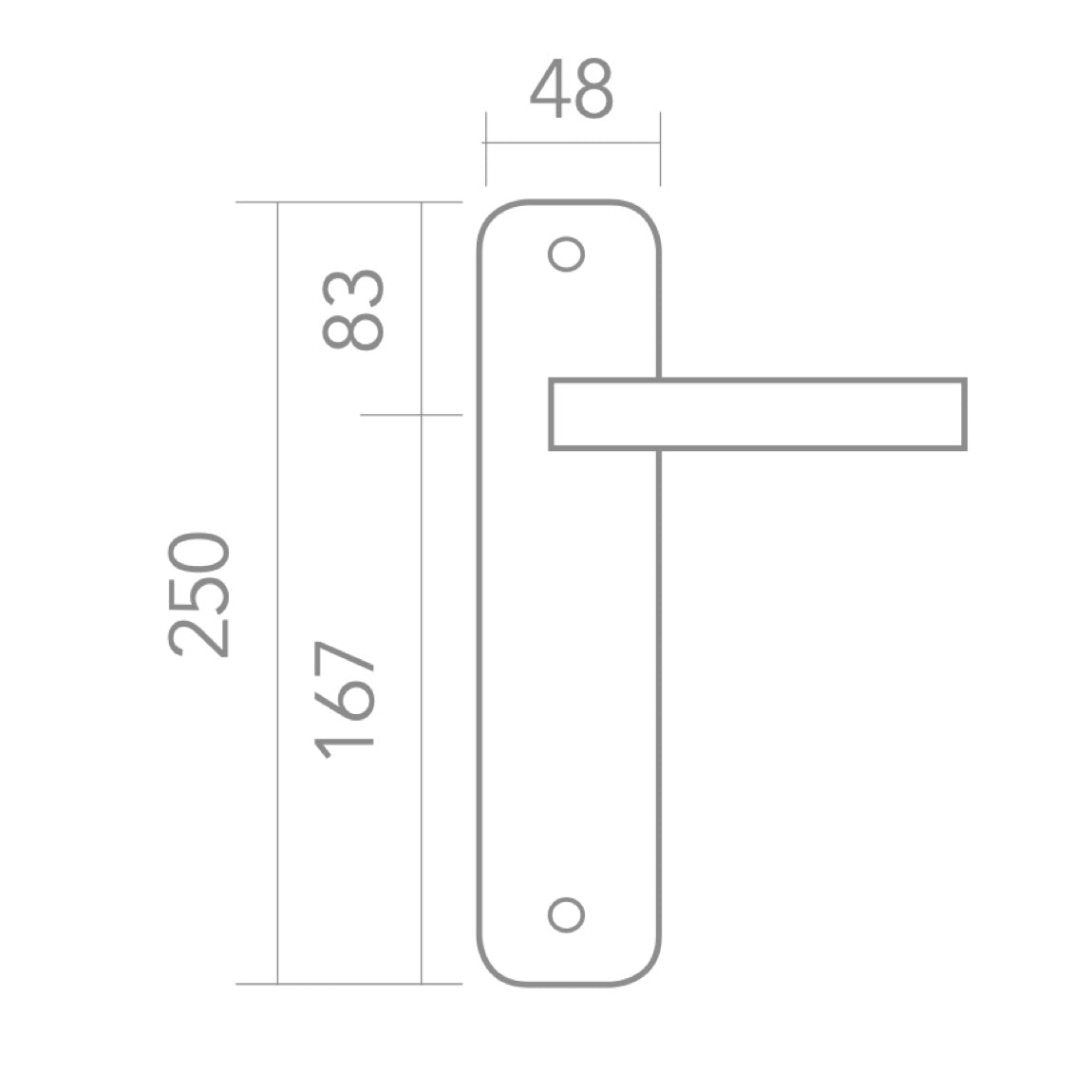 Poignée modèle '640' avec plaque ovale pour portes en zamak finition graphite avec poignée moderne