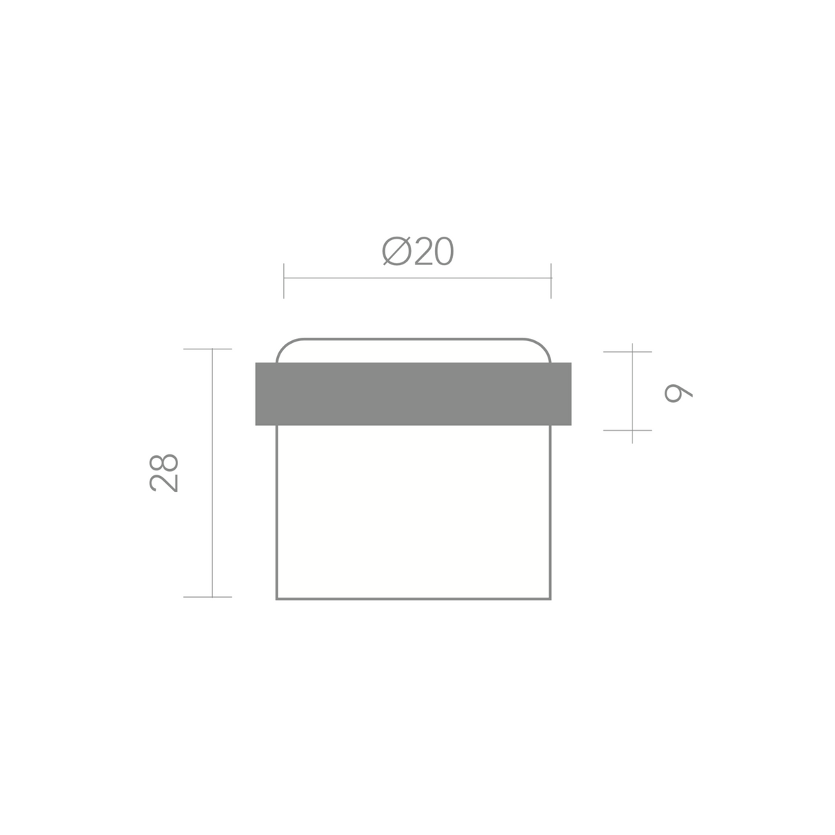 Zylindrischer vernickelter Türstopper mit Gummidämpfer und 20mm Durchmesser
