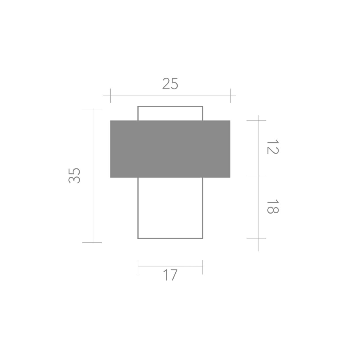 Vierkante deurstopper van 17 mm breed met brede rubberen rand voor deuren