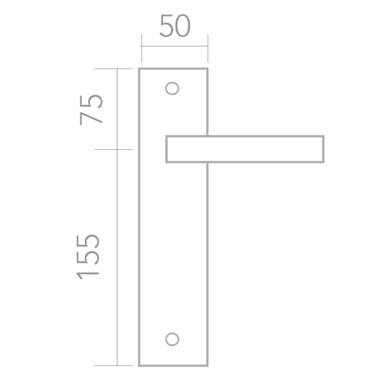 Poignée modèle 559 avec plaque rectangulaire en zamak finition nickel satiné pour portes
