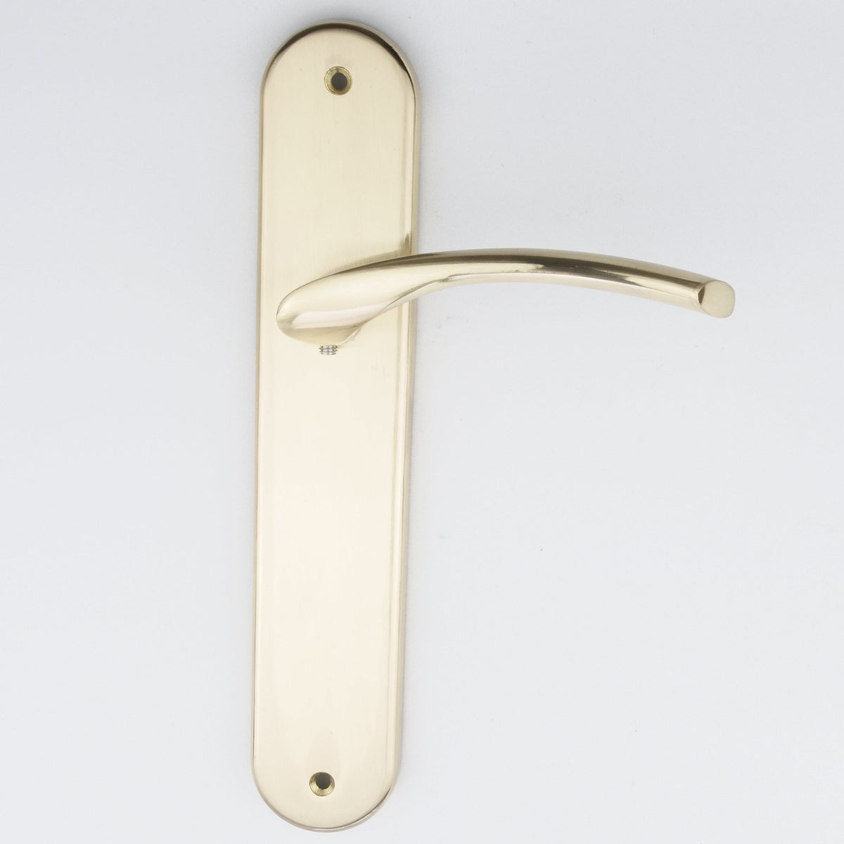 Maniglia in zama modello '556' con placca ovale in finitura oro satinato per porte