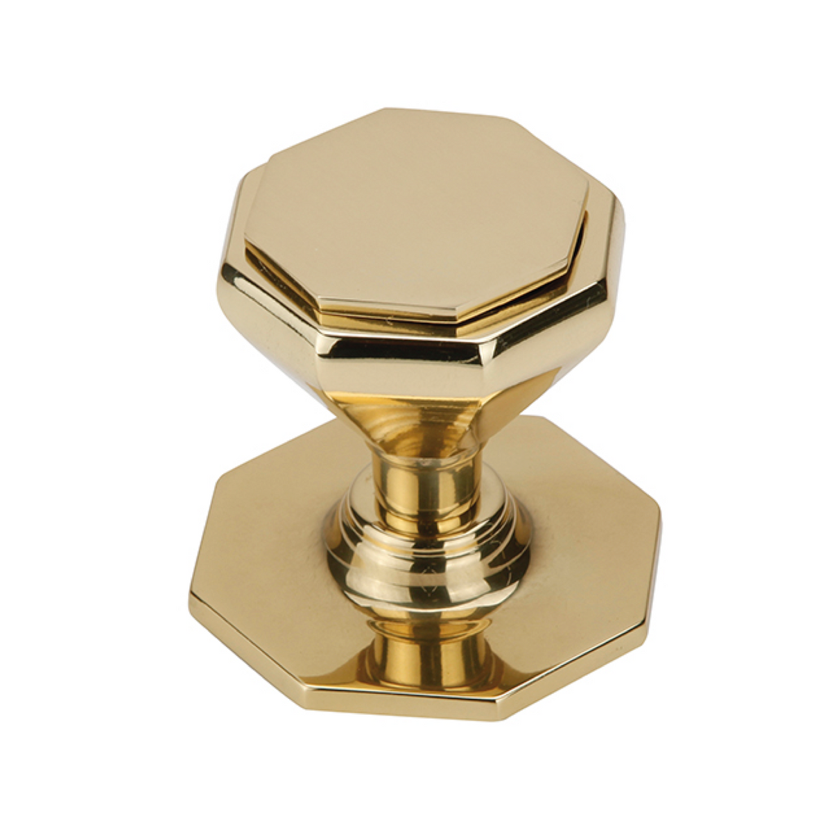 Polished gold finish octagonal brass knob for entrance doors