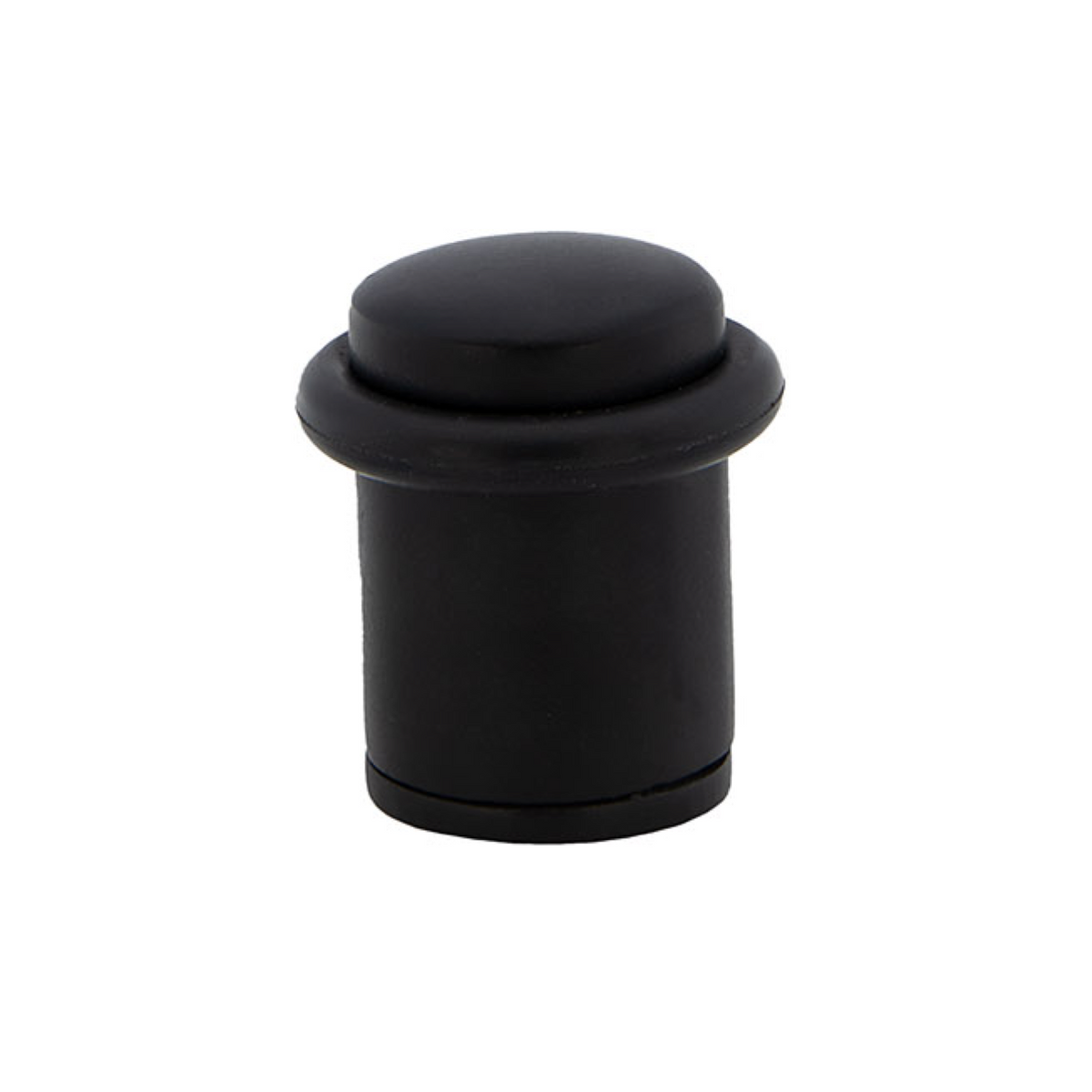 Zwarte cilindrische deurstopper met rubberen stootkussen en 20 mm diameter