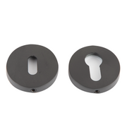 Bocallave de roseta redonda oval y pera de zamak negro ø52 mm para puertas