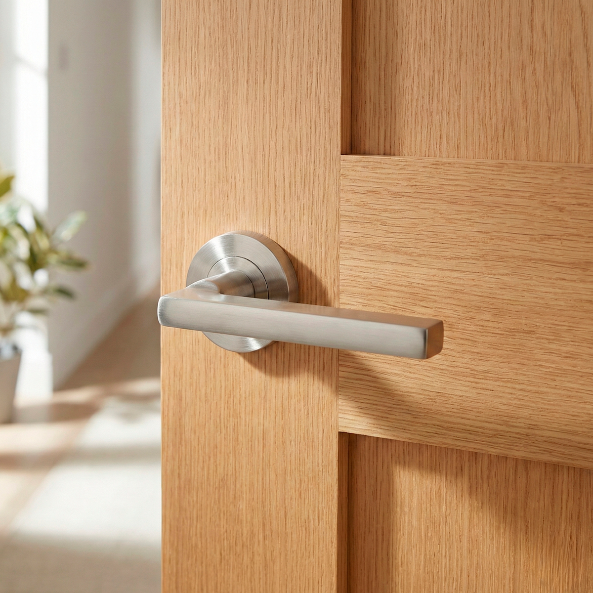 Maniglia Rental '530A' rosetta tonda in alluminio per porte finitura nichel satinato
