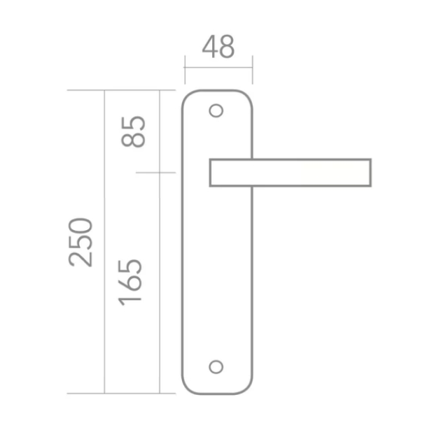 Manilla con placa ovalada de zamak en negro 250x48 mm para puertas