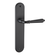 Maniglia in alluminio nero con placca ovale da 250x48 mm per porte da interno