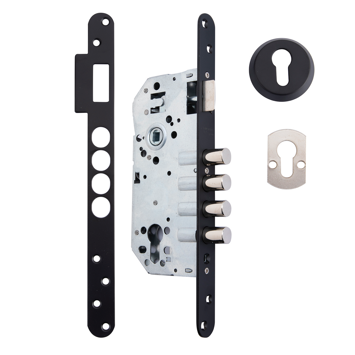 Sicherheitsschloss 60mm mit abgerundeter Stulp, 4 Stahlriegel, schwarz