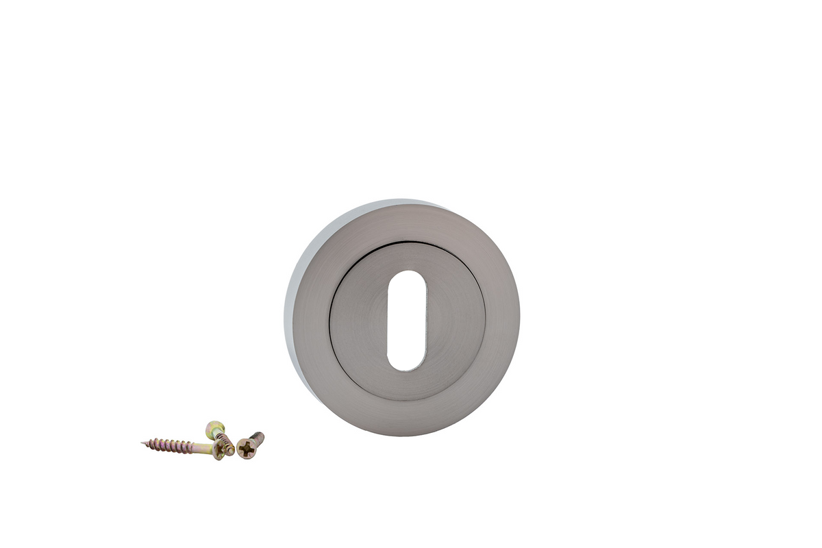 Schlüsselrosette, rund, oval, in satiniertem Nickel für Türen