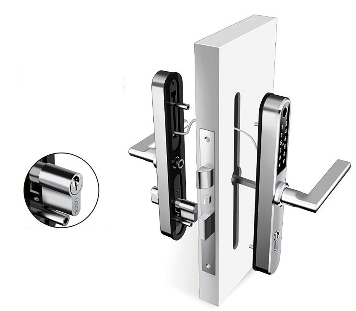 Cerradura electrónica inteligente con huella y Bluetooth en acero inoxidable 280x38 mm
