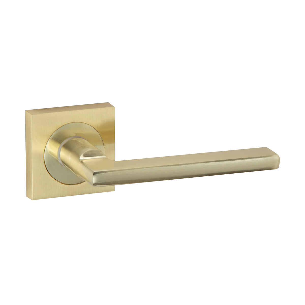 Manilla de diseño recto en aluminio con roseta cuadrada de 52 mm para puertas de interior
