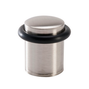 Nickel-plated cylindrical door stop with rubber buffer and 20mm diameter