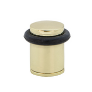 Gouden cilindrische deurstoppertje met rubberen buffer en 20mm diameter