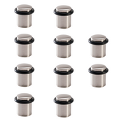 10 nickel-plated cylindrical door stops with rubber buffer and 20mm diameter