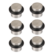 6 cilindrische deurstoppers met rubberen buffer en 19 mm diameter