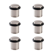 6 nickel-plated cylindrical door stops with rubber buffer and 20mm diameter