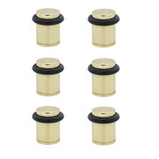 6 gouden cilindrische deurstoppers met rubberen buffer en 20 mm diameter