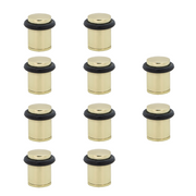 10 gouden cilindrische deurstops met rubberen buffer en 20 mm diameter