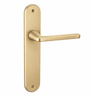 Türklinken-Set mit ovalem Aluminiumschild in mattem Messing-Finish 250x48 mm für Türen